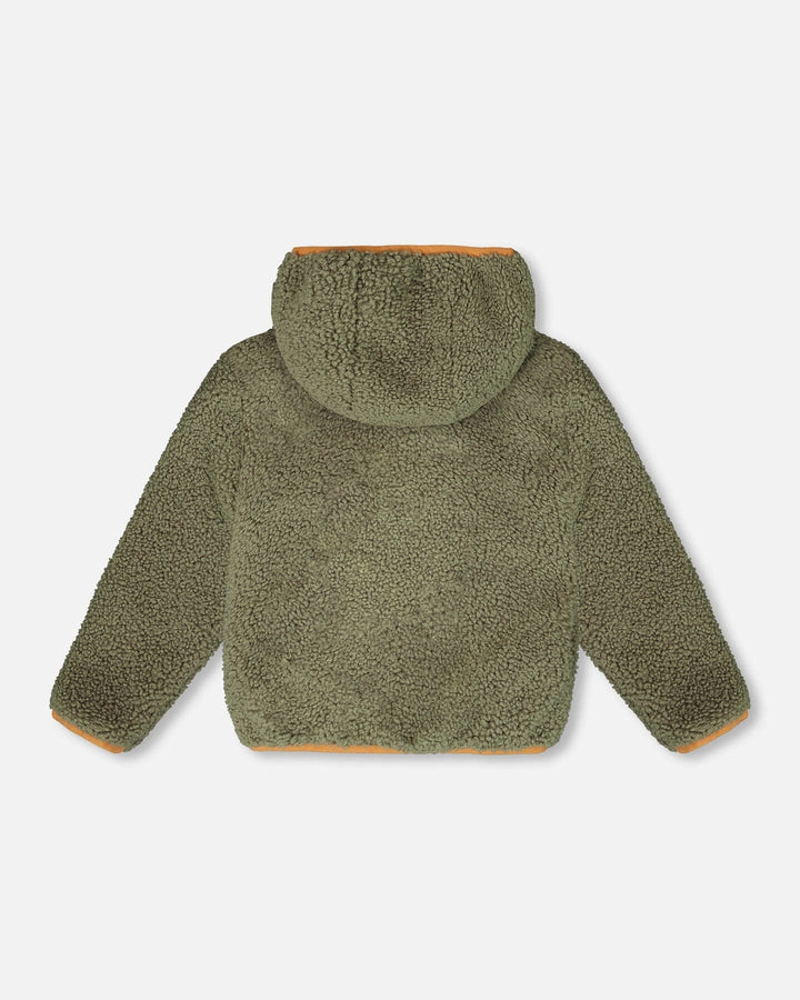 Reversible Mid-Season Sherpa Jacket Khaki-3