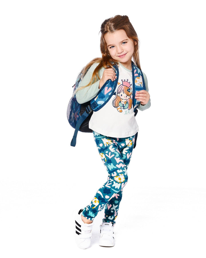 Stretch Jersey Leggings Green Cat Print-1