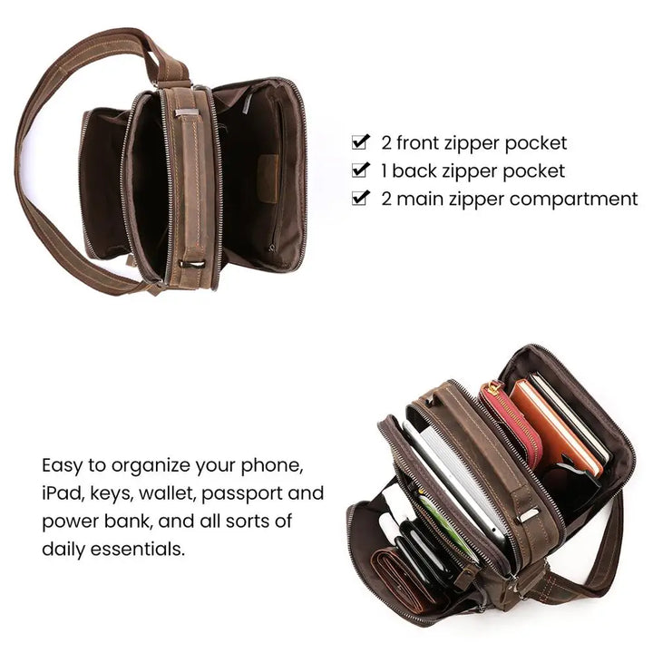Vintage Genuine Leather Men's Small Shoulder Bag-4