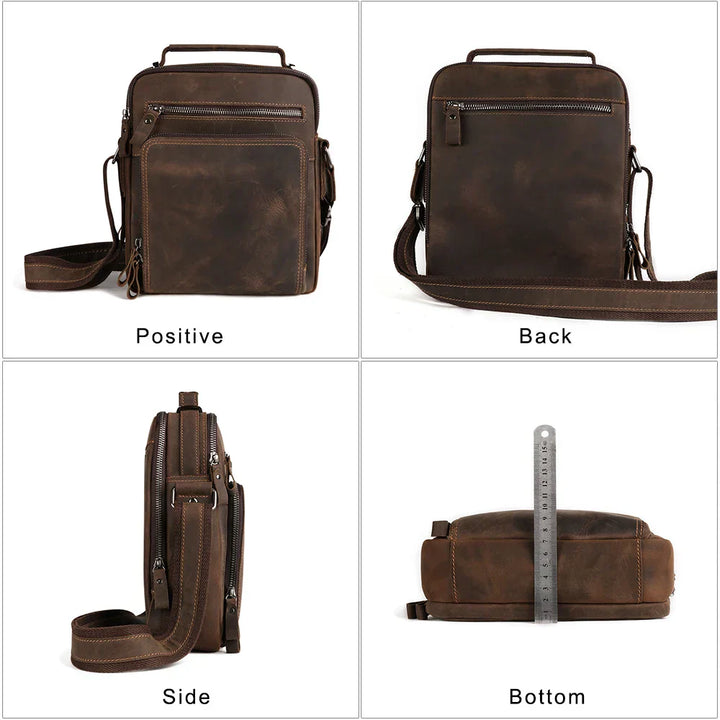 Vintage Genuine Leather Men's Small Shoulder Bag-3