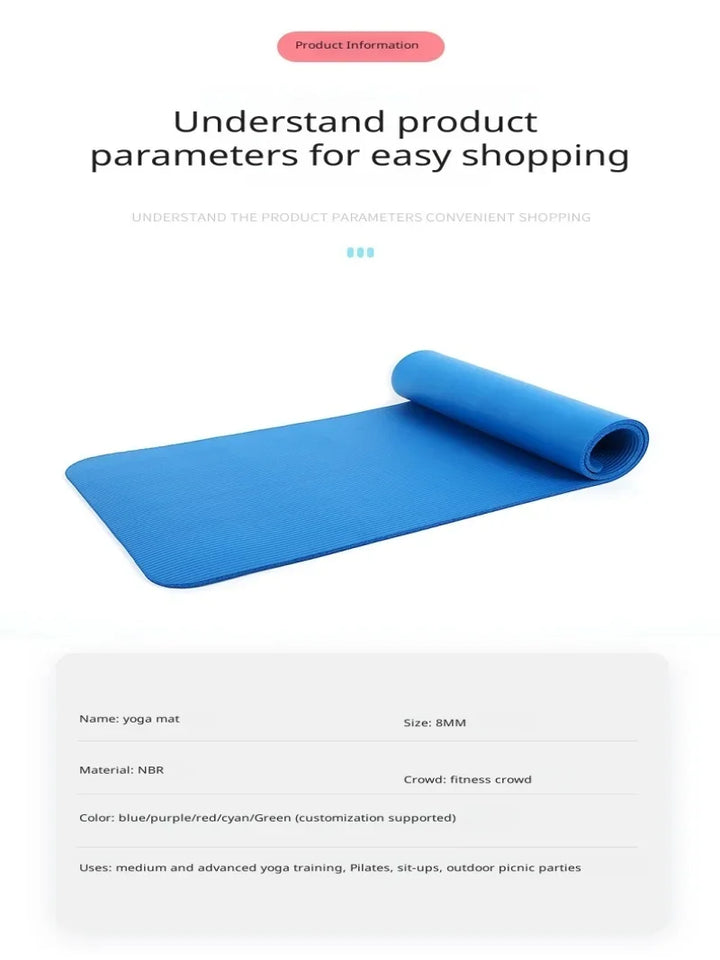 Thickened High Elastic Blue Yoga Mat-4