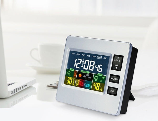 Multifunkciós LCD kijelzős időjárás állomás és asztali óra-0