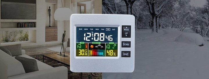 Multifunkciós LCD kijelzős időjárás állomás és asztali óra-6