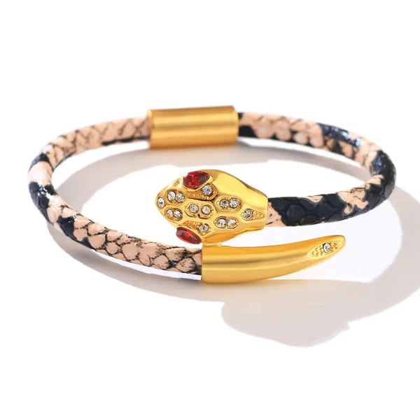 Zircon Inlaid Leopard Copper Snake Head Bracelet My Store