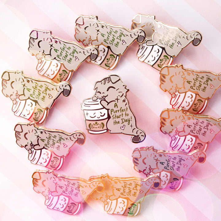 A Purrfect Start To The Day S*Bucks Version (Scottish Fold Cat) Enamel Pin-1