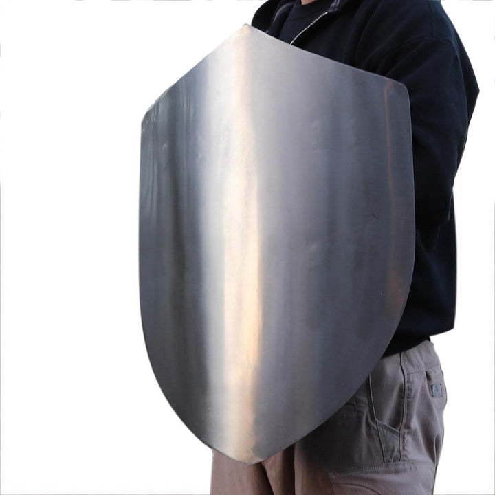 14th Century Four Point Functional Polished Steel Medieval Battle Shield-2