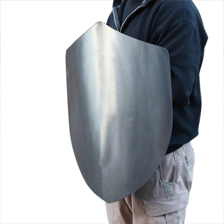 14th Century Four Point Functional Polished Steel Medieval Battle Shield-3