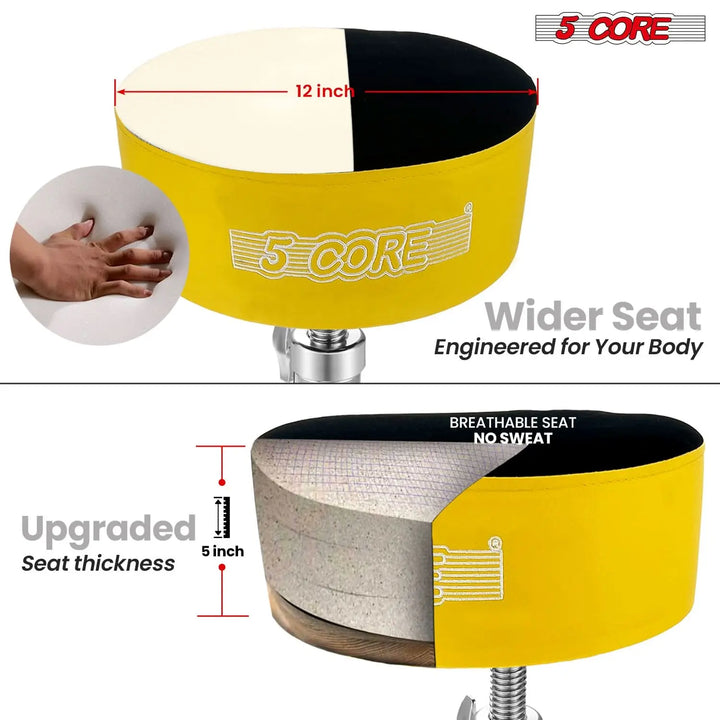 5 Core Drum Throne 5" Padded Guitar Stool Adjustable Heavy Duty Music Chair Seat w Luxury Velvet Top-1