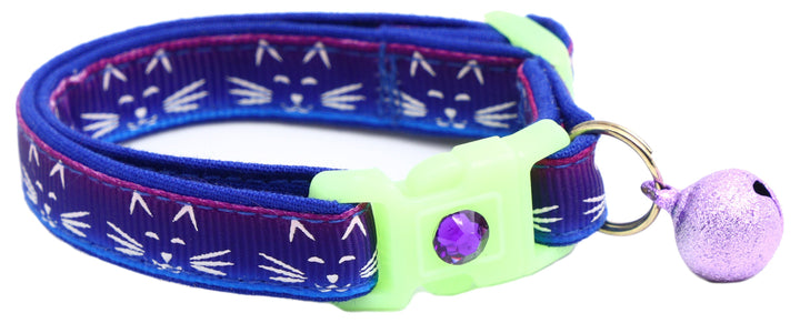 Glowing Cat Faces Breakaway Cat Collar Pugs2Persians