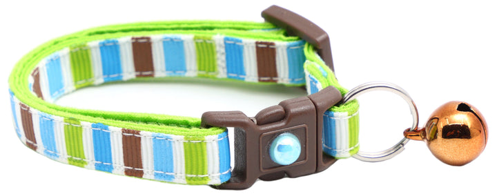 Green, Brown, and Blue Stripes Cat Collar Pugs2Persians