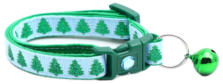 Glittering Christmas Trees Breakaway Cat Collar Pugs2Persians