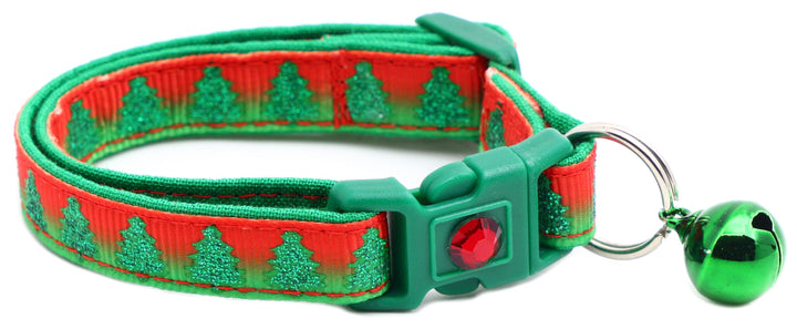 Glittering Christmas Trees Breakaway Cat Collar Pugs2Persians