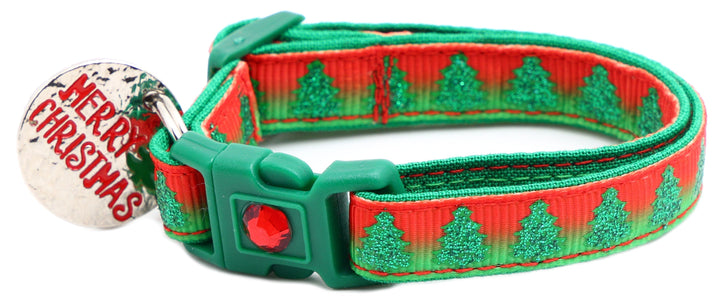 Glittering Christmas Trees Breakaway Cat Collar Pugs2Persians