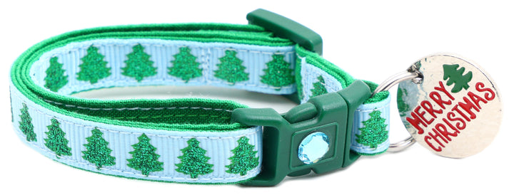 Glittering Christmas Trees Breakaway Cat Collar Pugs2Persians