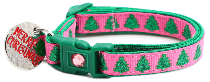 Glittering Christmas Trees Breakaway Cat Collar Pugs2Persians