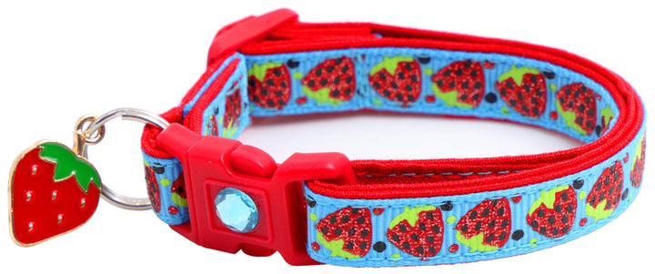 Strawberries Breakaway Cat Collar Pugs2Persians
