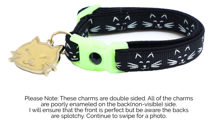 Glowing Cat Faces Breakaway Cat Collar Pugs2Persians