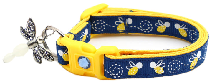 Fire Flies on Navy Cat Collar-6