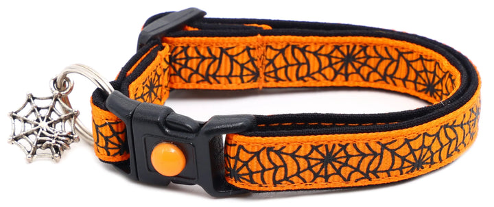 Black Spiderwebs on Orange Cat Collar Pugs2Persians