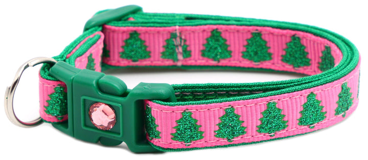 Glittering Christmas Trees Breakaway Cat Collar Pugs2Persians