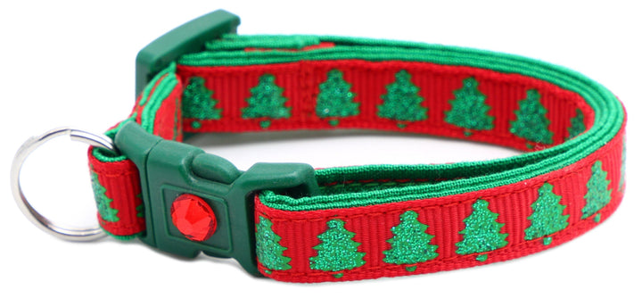 Glittering Christmas Trees Breakaway Cat Collar Pugs2Persians
