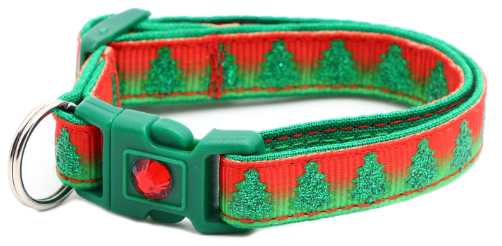 Glittering Christmas Trees Breakaway Cat Collar Pugs2Persians
