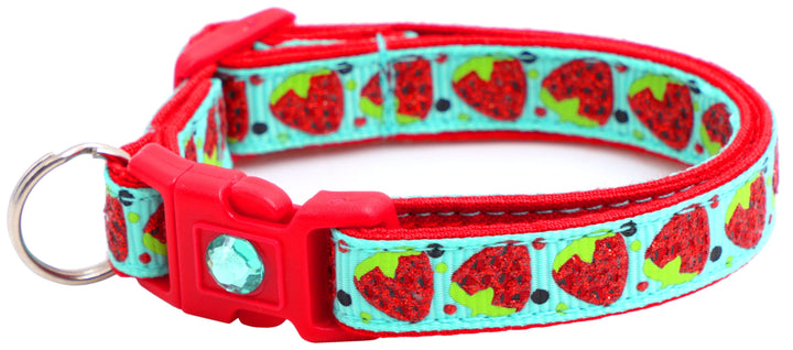 Strawberries Breakaway Cat Collar Pugs2Persians