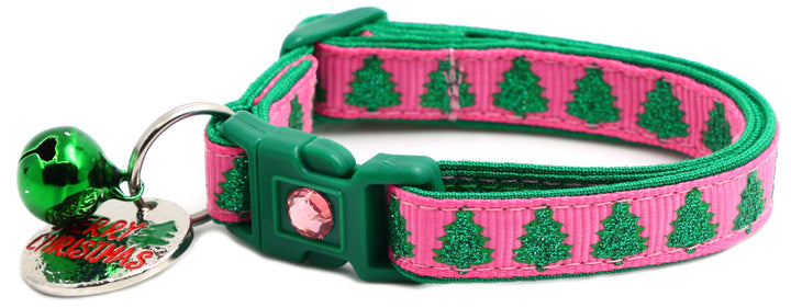 Glittering Christmas Trees Breakaway Cat Collar Pugs2Persians