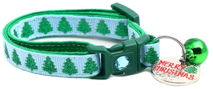 Glittering Christmas Trees Breakaway Cat Collar Pugs2Persians