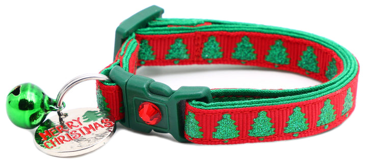 Glittering Christmas Trees Breakaway Cat Collar Pugs2Persians