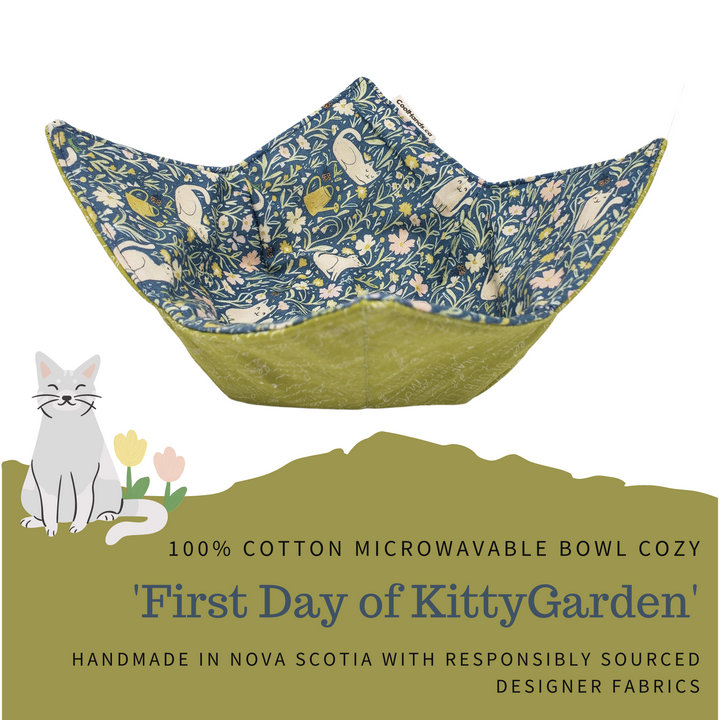 100% Cotton Microwavable Bowl Cozy - First Day of KittyGarden-0