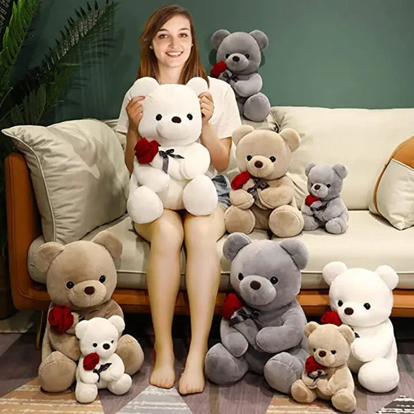 Lovely Hug Roses Teddy Bear Plush Pillow-0