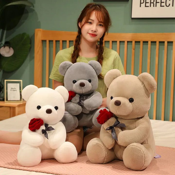 Lovely Hug Roses Teddy Bear Plush Pillow-1