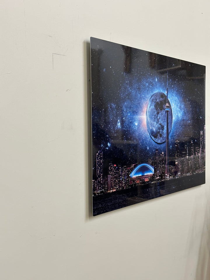 Metal aluminum print-Toronto, dark moon with CN Tower-Limited Edition-3