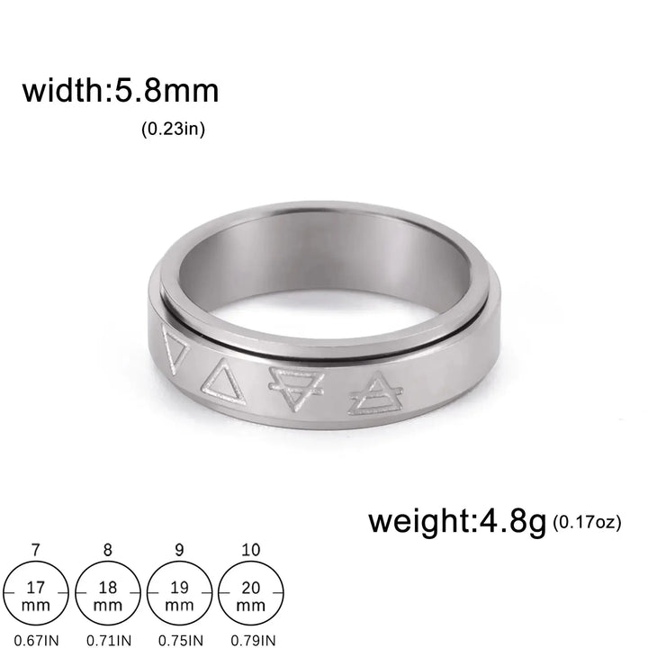 Rotatable Triangle Pattern Stainless Steel Ring My Store