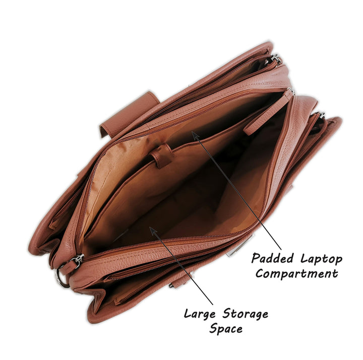 Leather Briefcase, Brown-4