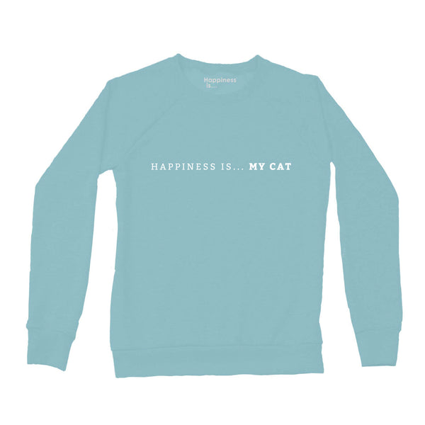 Women's My Cat Crew Sweatshirt, Teal-0