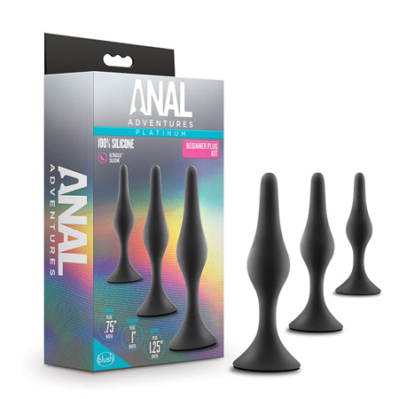 Anal Adventures Platinum Silicone 3-Piece Beginner Plug Kit Black-0