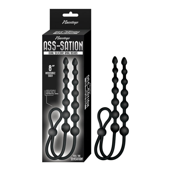 Ass-Sation Dual Silicone Anal Beads Black-0