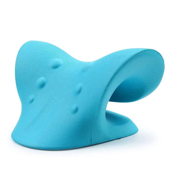 Neck & Shoulder Stretcher Chiropractic Cervical Traction Pillow Blue-0