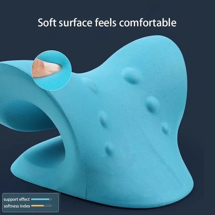 Neck & Shoulder Stretcher Chiropractic Cervical Traction Pillow Blue-2