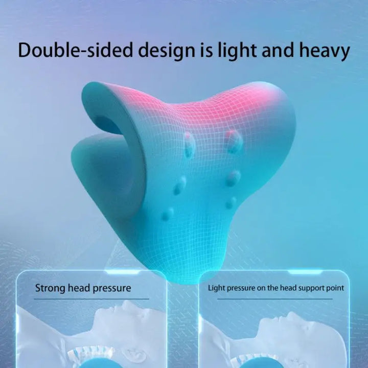 Neck & Shoulder Stretcher Chiropractic Cervical Traction Pillow Blue-3