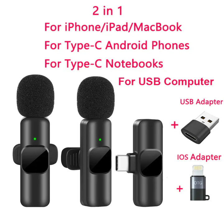Wireless Lavalier Microphone for iPhone Android Live Recording-4