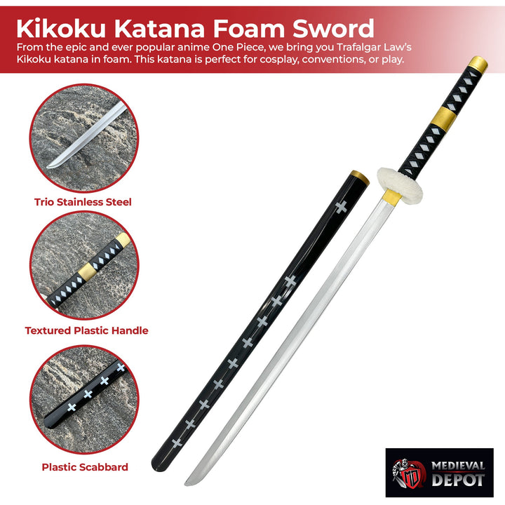 One Piece Trafalgar Law Kikoku Katana Foam Sword With Scabbard-2