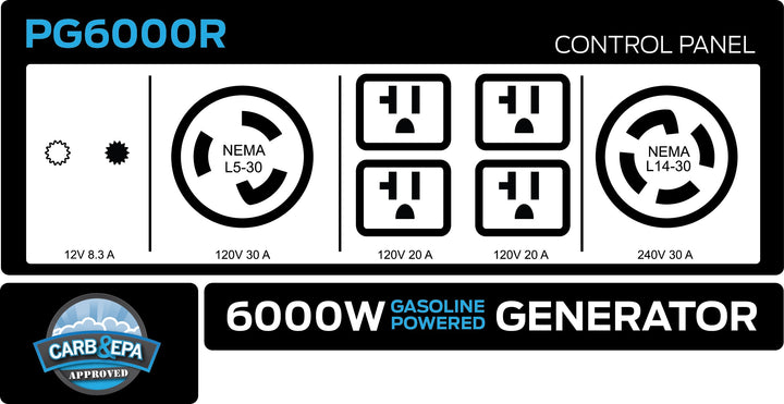 Pulsar 6000-Watt Gas Power Portable Generator (CARB)-1
