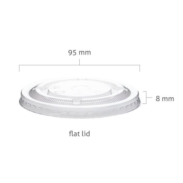 PET Flat Lids for 95mm pp cups, 2000 per case (for all three sizes 12 oz, 16 oz, and 20 oz) Also Fits 8 Oz. Paper Containers 88808-0