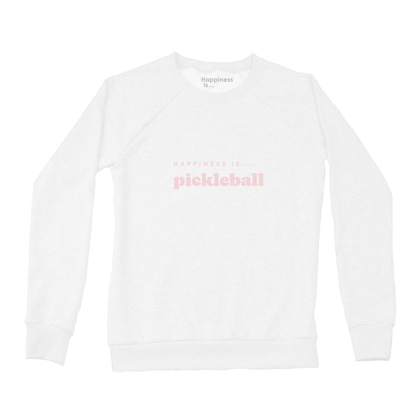 Women's Pickleball Crew Sweatshirt, White with pink-0