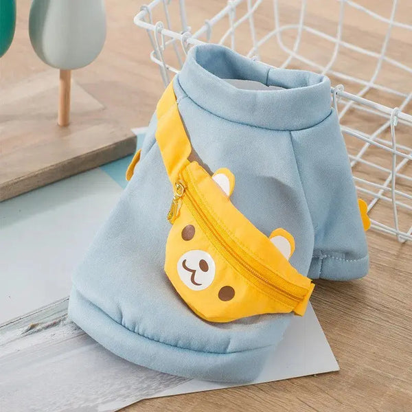 Autumn Winter Pet Dog Warm Clothes Fleece Dog Hoodies Coat with Messenger Bag Chihuahua French Bulldog Pullover Dog Girl Costume Dropshipman