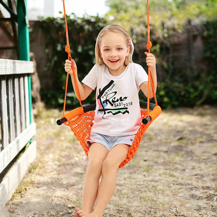 U-Shape Children's Swing - Indoor & Outdoor Hanging Chair | Adjustable Height & 360° Protection-3