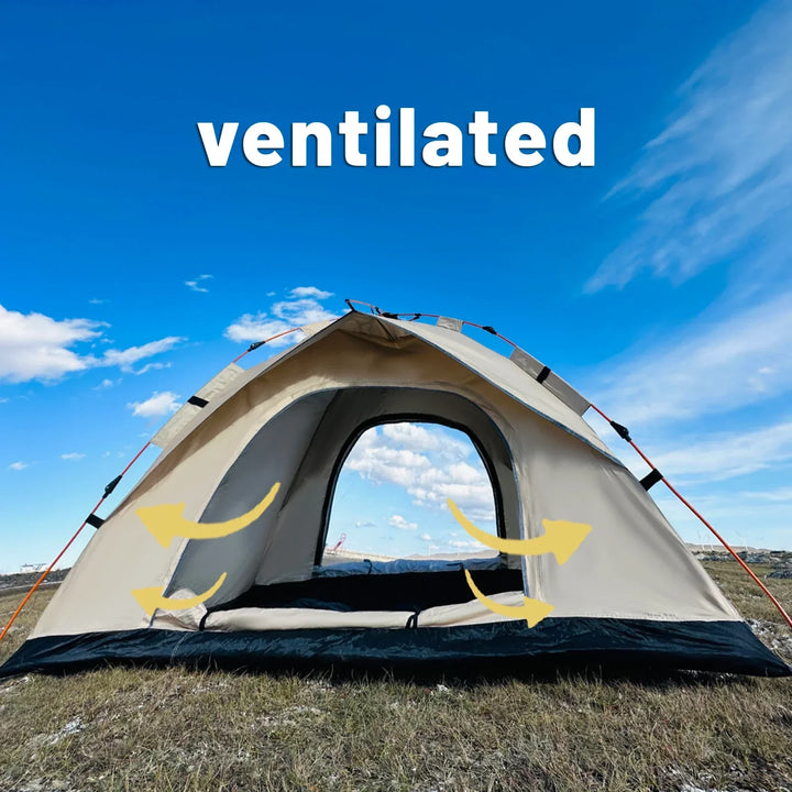 3–4 Person Outdoor Quick-Opening Camping Tent Fully Automatic Ivory-2